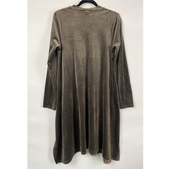 J Jill Pure Jill Womens Velour Dipped Hem Dress M Tall Mocha Tunic Pockets - Picture 5 of 9